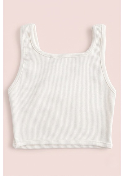 Le Mabelle Beyaz Yıldız Nakışlı Fitilli Askılı Kız Çocuk Crop Bluz - Cindy Beyaz