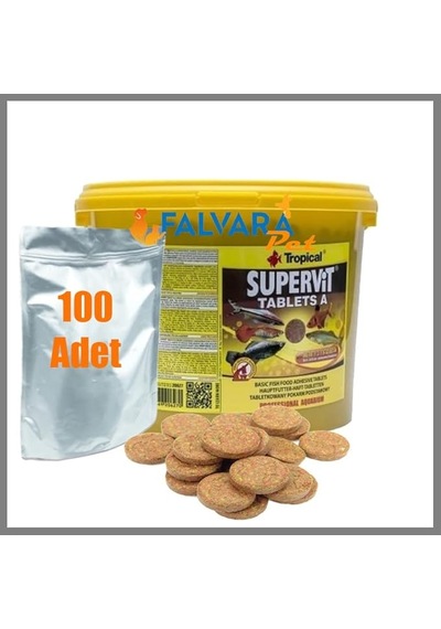100 Adet Tropical Süpervit A Tablets Kovadan Bölme Tablet Balık Yemi