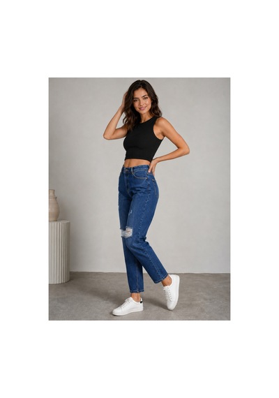 Bluemarlin Çift Diz Lazer Yırtık Laci İşlemli Tam Kalıp Mom Jeans Kot Pantolon Lacivert Bluemarlin Çift Diz Lazer Yırtık Laci İşlemli Tam Kalıp Mom Jeans Kot Pantolon Lacivert