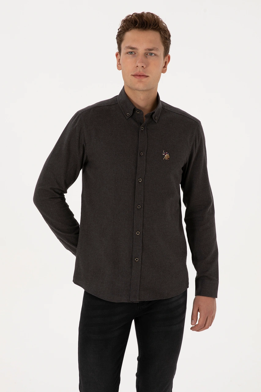 U.S. Polo Assn. Erkek Siyah Uzun Kollu Basic Gömlek 50307686-VR046