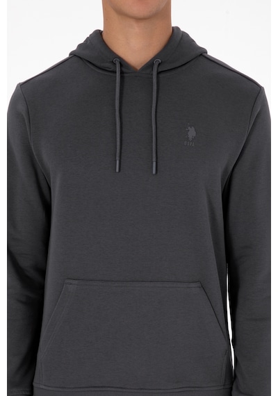 U.S. Polo Assn. Erkek Regular Fit Kapüşonlu Grı Basic Sweatshirt 50313720-VR024