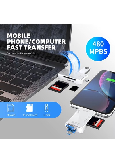 Usb 2.0 6 İn 1 Kart Okuyucu Ve Usb Çoklayıcı Type-c, Micro Usb, Sd/tf Kart Desteği Zr826