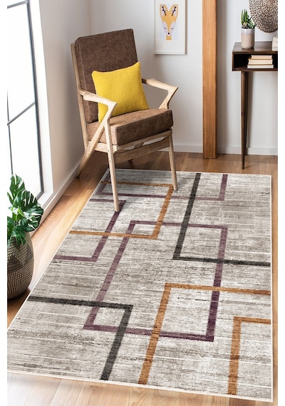 Modern Makinede Yıkanabilir Kaydırmaz Leke Tutmaz Salon Halı Oturma Odası Mutfak Antre Halısı Yolluk Mor