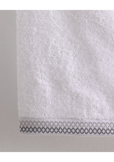 Madame Coco Topaze Pamuklu Banyo Havlusu - Beyaz/gri - 70x140 Cm 8684427297278