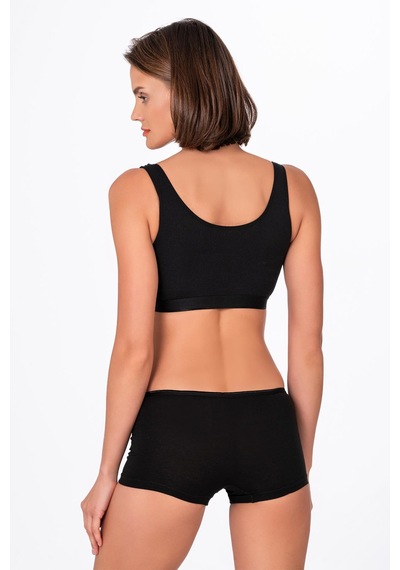 Kadın Modal Boxer Şort Siyah Kompedam K23920 Siyah
