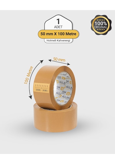 1 Koli 72 Adet Hotmelt Kahverengi Koli Bandı 50mm X 100mt Güçlü Yapışkan