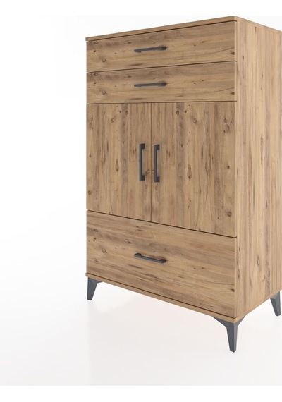 Hyperion Dolap 2 Raflı 3 Çekmeceli 2 Kapaklı 88x44x134 Çam-çam Atlas Çam