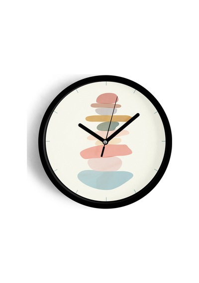 Renkli Modern Tasarım Duvar Saati - 30cm - Önü Camlı Siyah Kasa - Sessiz Mekanizma-jh0230 Siyah