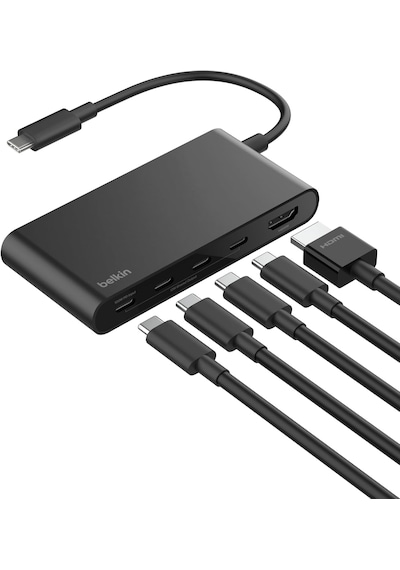 Belkin Usb-c Hub, 5 Portlu Hub, 4k Hdmı Görüntüleme, 60hz, 100w Güç Dağıtımı, 10 Gbps Hızlı Veri Aktarımı, Usb-c Çoklu Bağlantı Noktalı Adaptör
