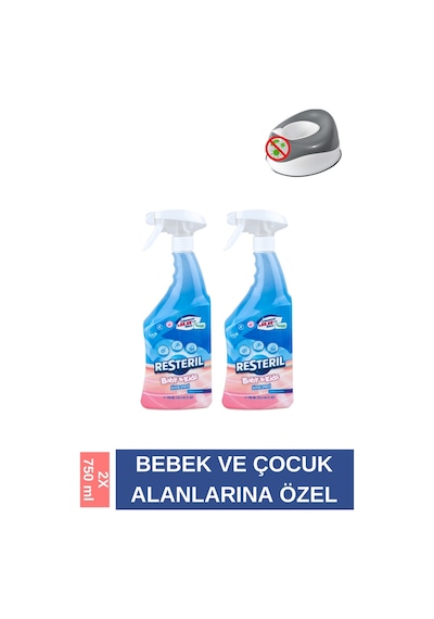 Resteril Doğal Alkolsüz Bebek Dezenfektan Su Bazlı Çocuk Alanı Spreyi 2 x 750 ML