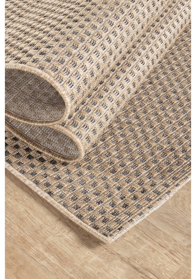 Sisaluna 4442 Bej Jüt Tabanlı Modern Dokuma Kilim Sisal Hasır Halı Bej