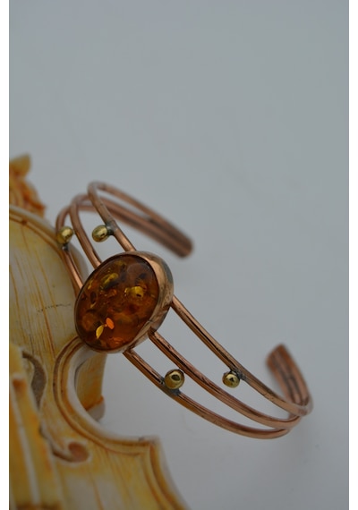 Stoneage Jewellery Sıkma Kehribar Bileklik Özel Tasarım Bronz
