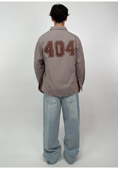 Zaee 404 Baskılı Kareli Oversize Gömlek kahverengi