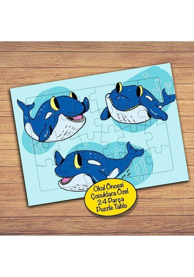 Mutlu Köpek Balığı Çocuklara Özel Puzzle Yapboz Tablo-pz152