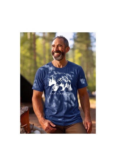 North Whiskers Nature Is Calling Ayı Silüetli Unisex %100 Pamuklu Lacivert Outdoor Tişört Lacivert - 875140162 Lacivert - 875140162 Lacivert