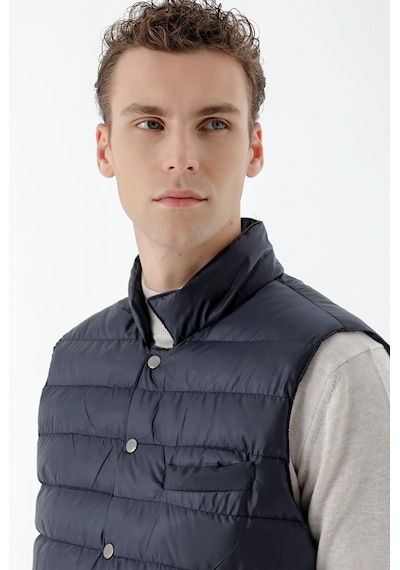 Morven Erkek Lacivert Polyester Çıtçıtlı Kapitone Yelek