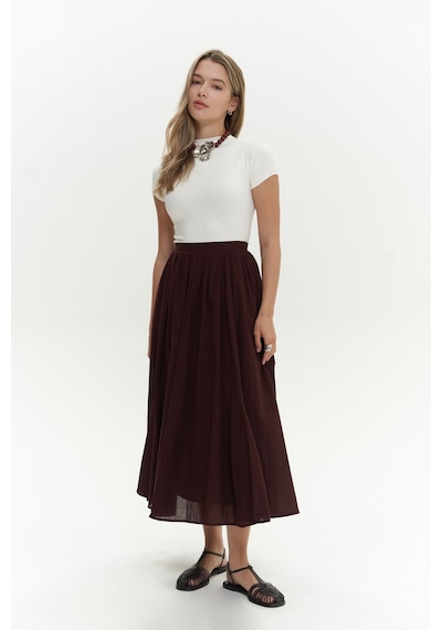 Mai Collection Mai Studios Co. Amaya Bilek Hizasında Pileli Bordo Etek Bordo