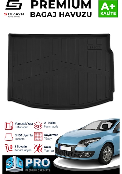 S-dizayn Renault Megane 3 3d Pro Bagaj Havuzu 2009-2016 A+ Kalite