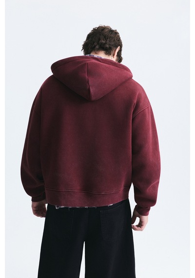 Vamos Boxy Fit Metal Klips Kapama Sweatshirt Bordo