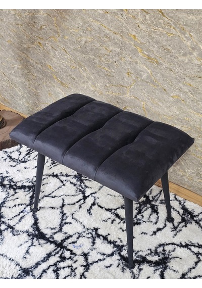 Zafir Siyah Sivriltmel Ayaklı 60 Cm Puf Bench - Puf - Bench - Oturak - Mutfak Oturağı - Antre Oturağı Füme