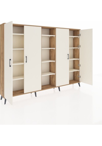 Arges Dolap 12 Raflı 4 Kapaklı 220x30x163 Çam-aytaşı Aytası - Atlas Çam