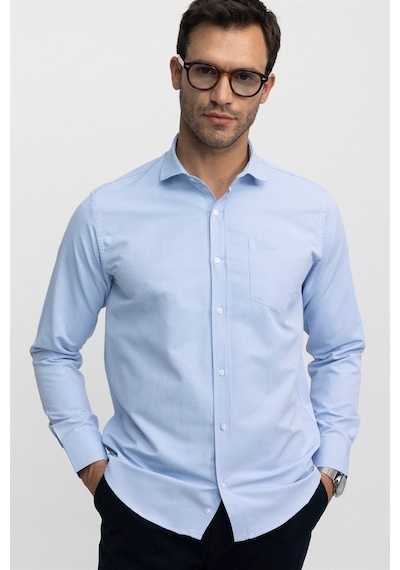 Tudors Erkek Regular Fit Klasik Kesim Desenli Mavi Gömlek-24971 Mavi
