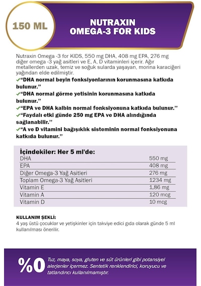 Nutraxin Omega 3 Balık Yağı 150 ML