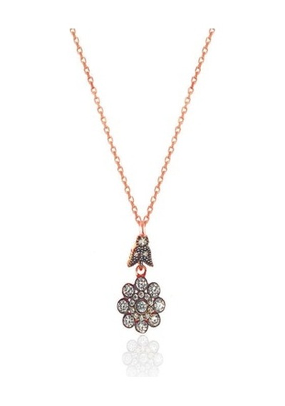 Gümüş Rose Zirkon Taşlı Elmas Montürlü Çiçek Modeli Set (535070101)