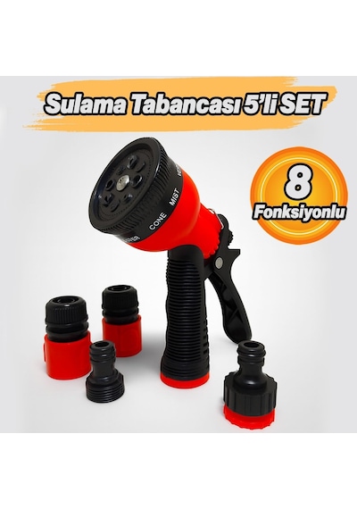 Ayarlanabilir Bahçe Sulama 8 Fonksiyonlu Tabancası Dayanıklı Yüksek Basınçlı Dayanıklı 5'li Set Genel