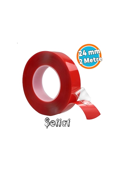 Çift Taraflı Silikon Bant Montaj Bandı Şeffaf 24 Mm X 2 Metre Güçlü Çok Amaçlı Yapıştırıcı