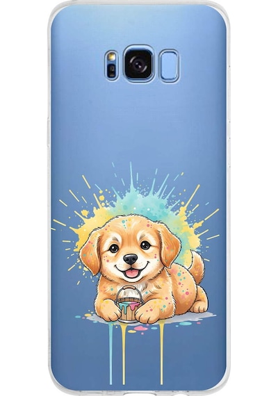Samsung Galaxy S8 Plus İle Uyumlu Splash Köpek Tasarımlı Şeffaf Silikon Kılıf Şeffaf