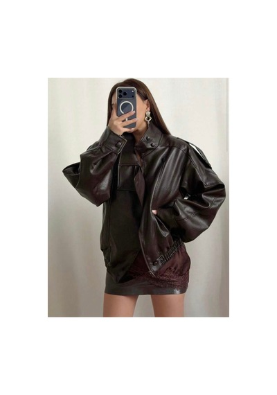 August Viral Oversize Kadın Deri Ceket Yüksek Yaka Siyah Urban Style Kadın Deri Ceket Acı Kahve Acı Kahve August Viral Oversize Kadın Deri Ceket Yüksek Yaka Siyah Urban Style Kadın Deri Ceket Acı Kahve Acı Kahve