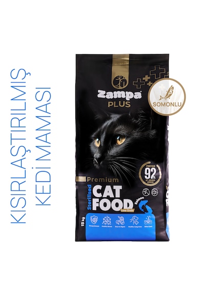 Zampa Plus Kısırlaştırılmış Kediler İçin Somon Etli Premium Kuru Mama 15 KG