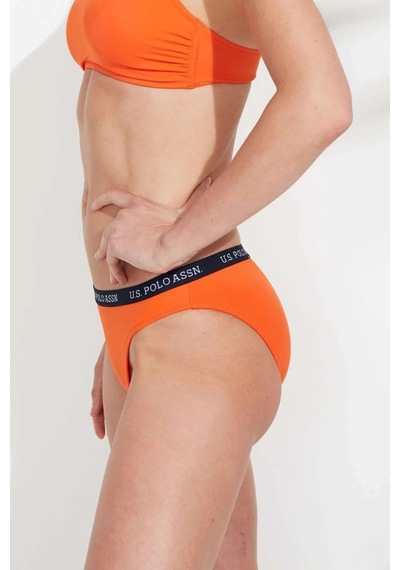 U.S. Polo Assn. Kadın Turuncu Kalın Kenarlı Lastikli Bikini Alt Turuncu