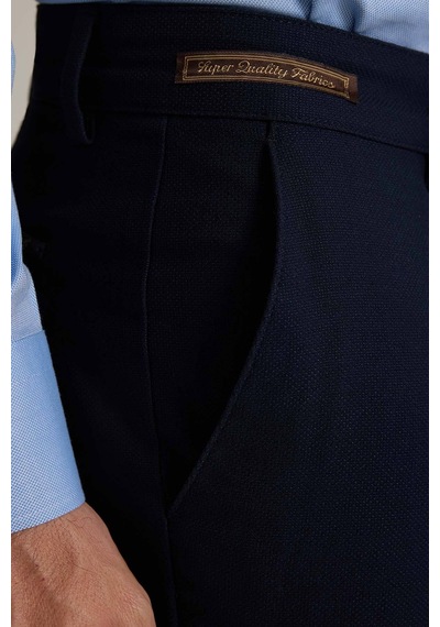 Erkek Lacivert Regular Fit Yan Cepli Kışlık Kanvas Pantolon