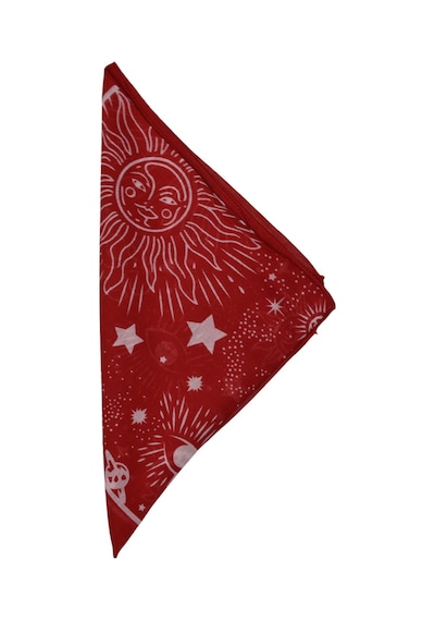 Bandana Atmosfer Desenli Kare Kırmızı