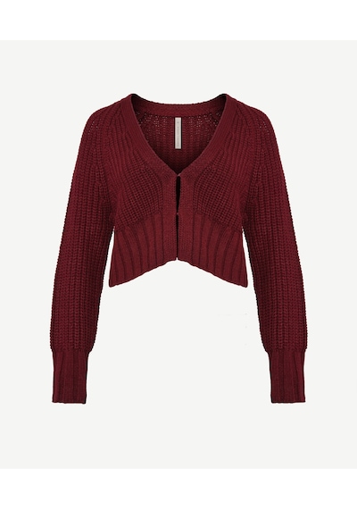 Yargıcı V-yakalı Hırka Bordo