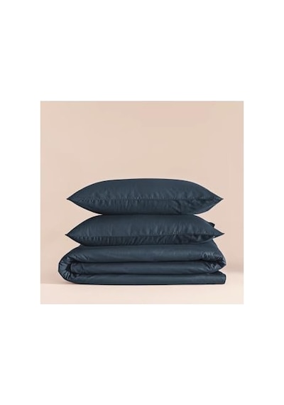 Yüzde Yüz Pamuk Percale Nevresim Seti 200x220 Cm Lacivert - Pure Serisi Ab Siyah Kedi