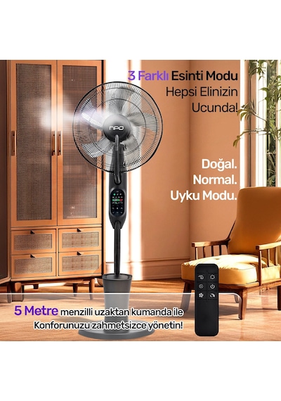 Npo N01 Buz Eklenebilir Ultrasonik Buharlı Zaman Ayarlı 3 Kademli Sessiz 75w Akıllı Vantilatör
