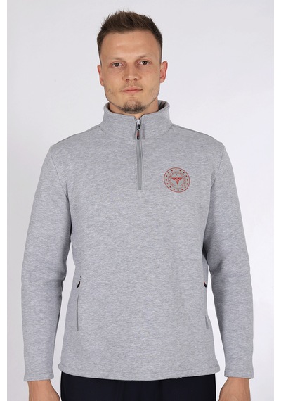 Gri 112 Acil Sağlık Kışlık Yarım Fermuar Balıkçı Yaka Sweatshirt Unisex