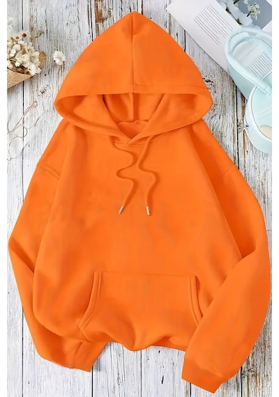 Uyguntarz Enjoy Personel Time Baskılı Oversize Sweatshirt Turuncu