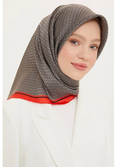 Armine İpek Eşarp Nostalji - 8733-40 Siyah Bordo Twill Siyah Bordo