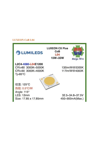 Philips Lumileds Cob Led 30w Luxeon Cx Plus Renk Sıcaklığı 4000k