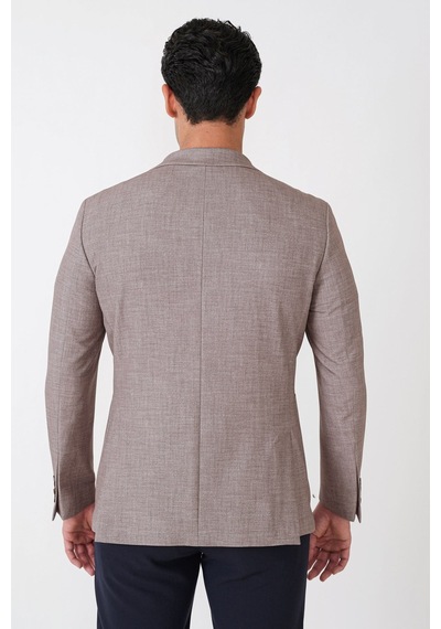 Slim Fit Çift Yırtmaçlı Torba Cep Esenk Yünlü Kum Rengi Ceket C 752