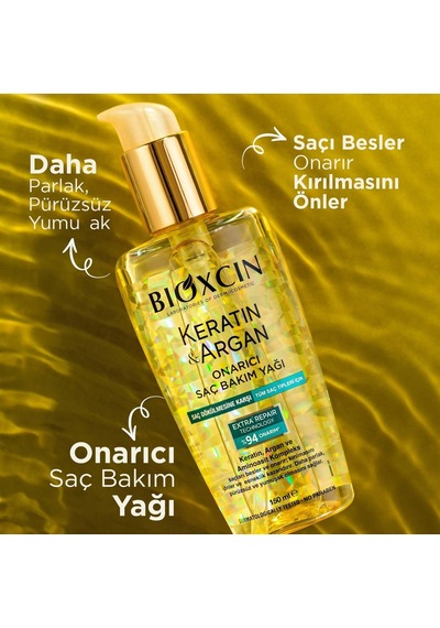Bioxcin Keratin &amp Argan Onarıcı Saç Bakım Yağı 150 Ml - Yıpranmış Ve Hasar Görmüş Saçlar 2li Paket