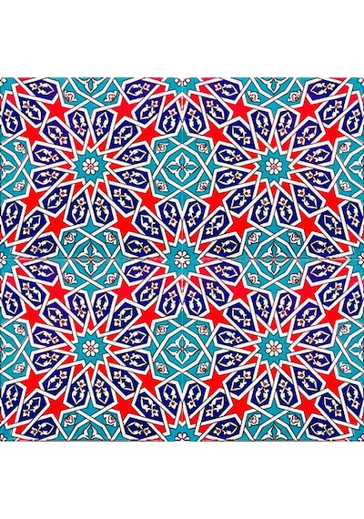 Armada Çini 20x20 Cm Ac 28 Geometrik Desenli İznik Kırmızı Çini K