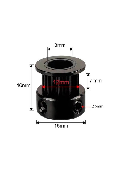 Koodmax Gt2 20 Diş 8mm Senkron Zamanlama Kayışı Kasnağı - Siyah - 3 Adet