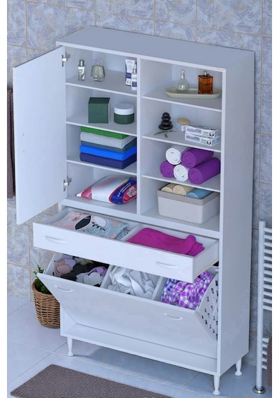 Eliusta Rule Sepetli Banyo/mutfak Dolabı 90 Cm Genişliğe Sahip 90x171x32,5 Cm Üç Sepetli Beyaz Dolap Beyaz Eliusta Rule Sepetli Banyo/mutfak Dolabı 90 Cm Genişliğe Sahip 90x171x32,5 Cm Üç Sepetli Beyaz Dolap Beyaz