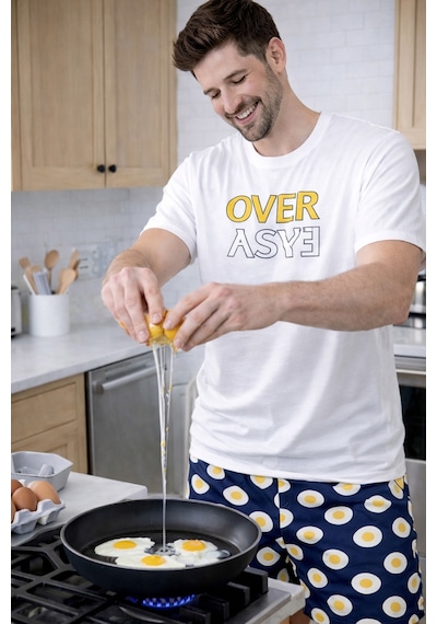 Erkek Pamuklu Baskılı Cepli Şortlu Pijama Takımı Ke77629 Sarı