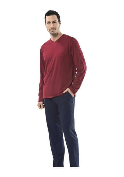 Emprime Baskılı V Yaka Uzun Kol Pijama 001